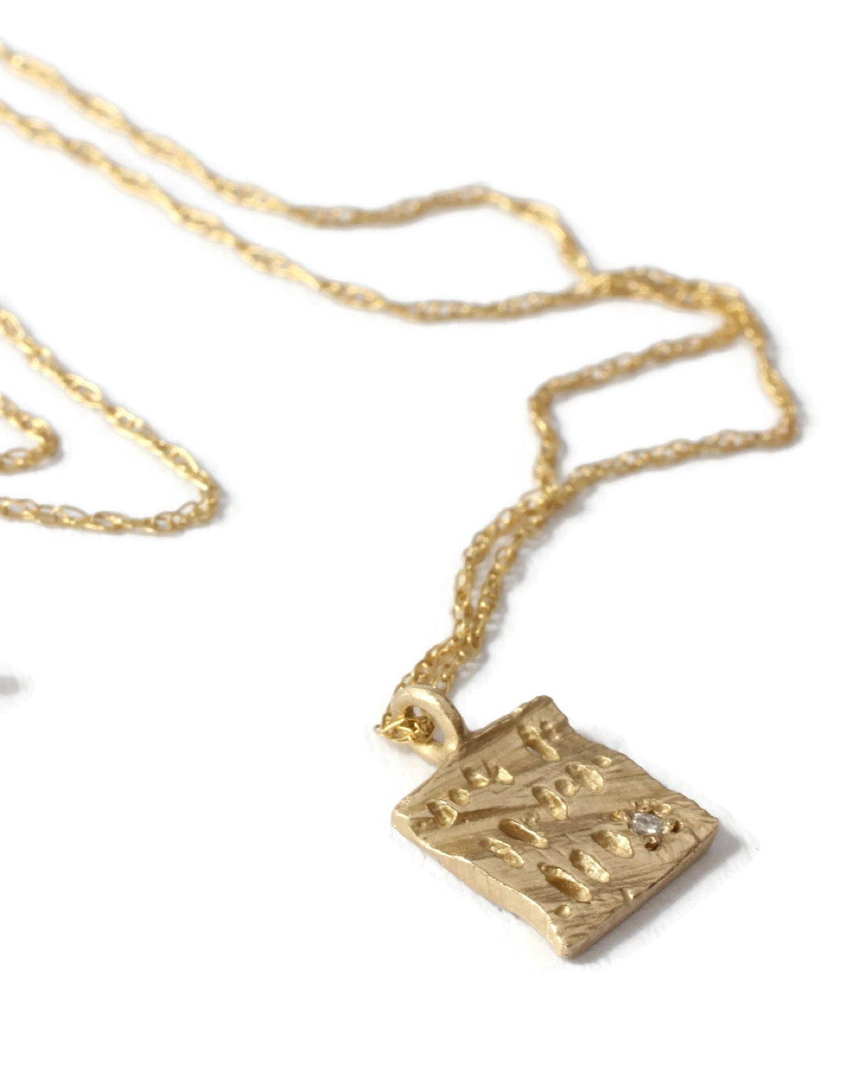14K gold sanctuary suqare diamond necklace