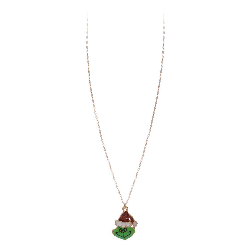Holiday Grinch Green Monster Pendant Necklace