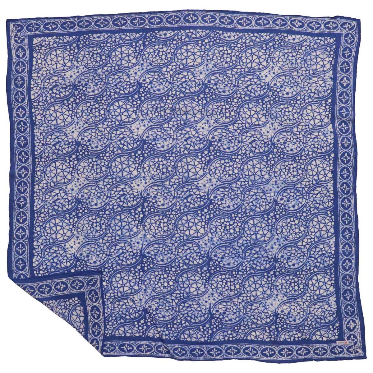 Large 39" Hand Dyed Batik Bandana - Soft Lightweight Cotton, Blue Stone
