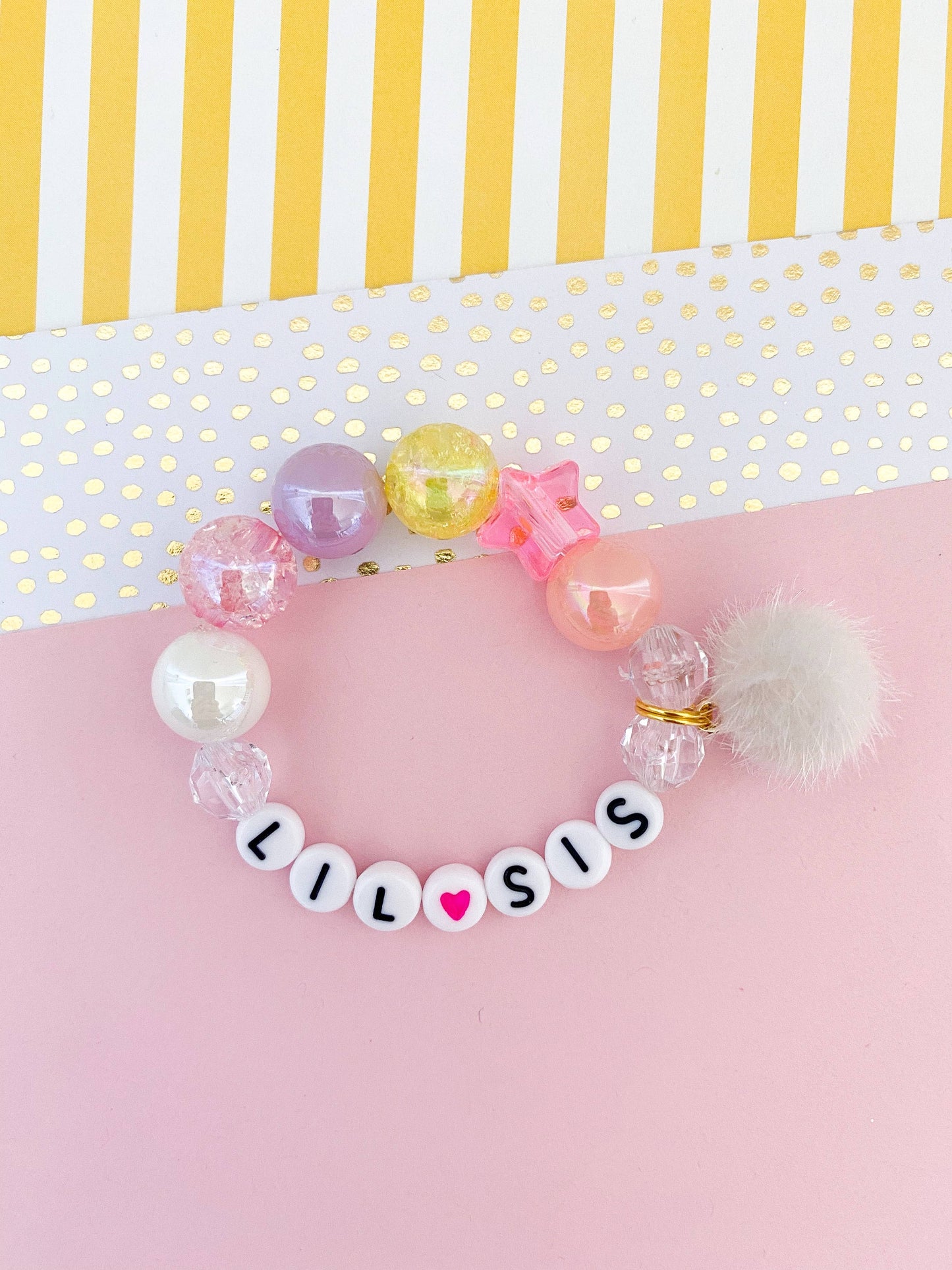Big Sis/ Lil Sis Pom Pom Charm Bracelets