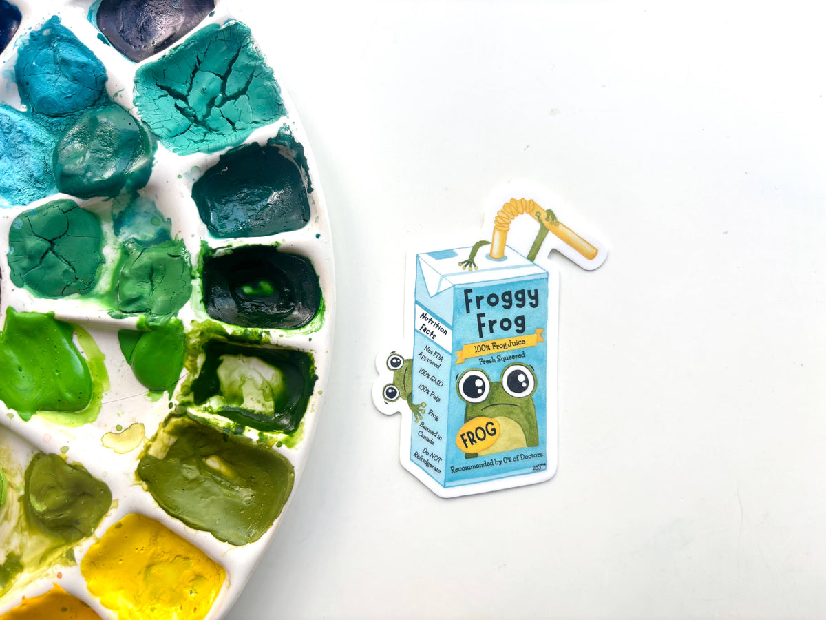 Froggy Juice Box Vinyl Sticker Quirky Frog Cartoon