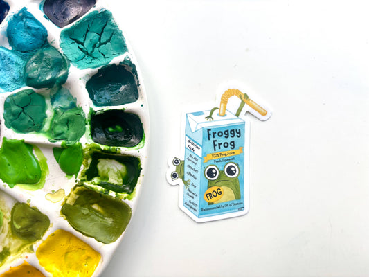 Froggy Juice Box Vinyl Sticker Quirky Frog Cartoon