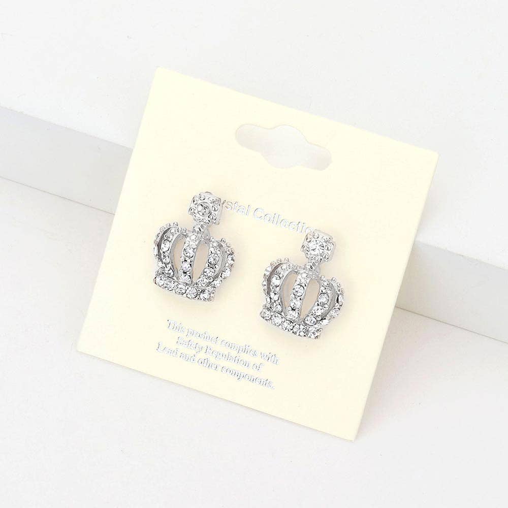 Crystal Crown Stud Earrings