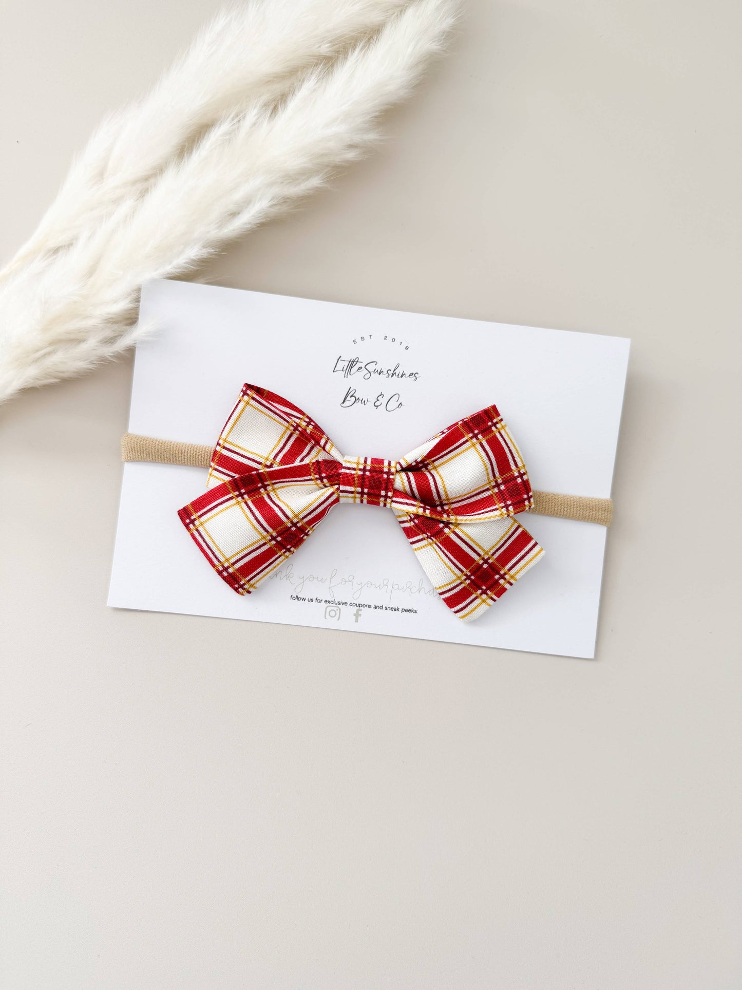 Red & Gold Plaid Christmas Pinwheel Hair Bow