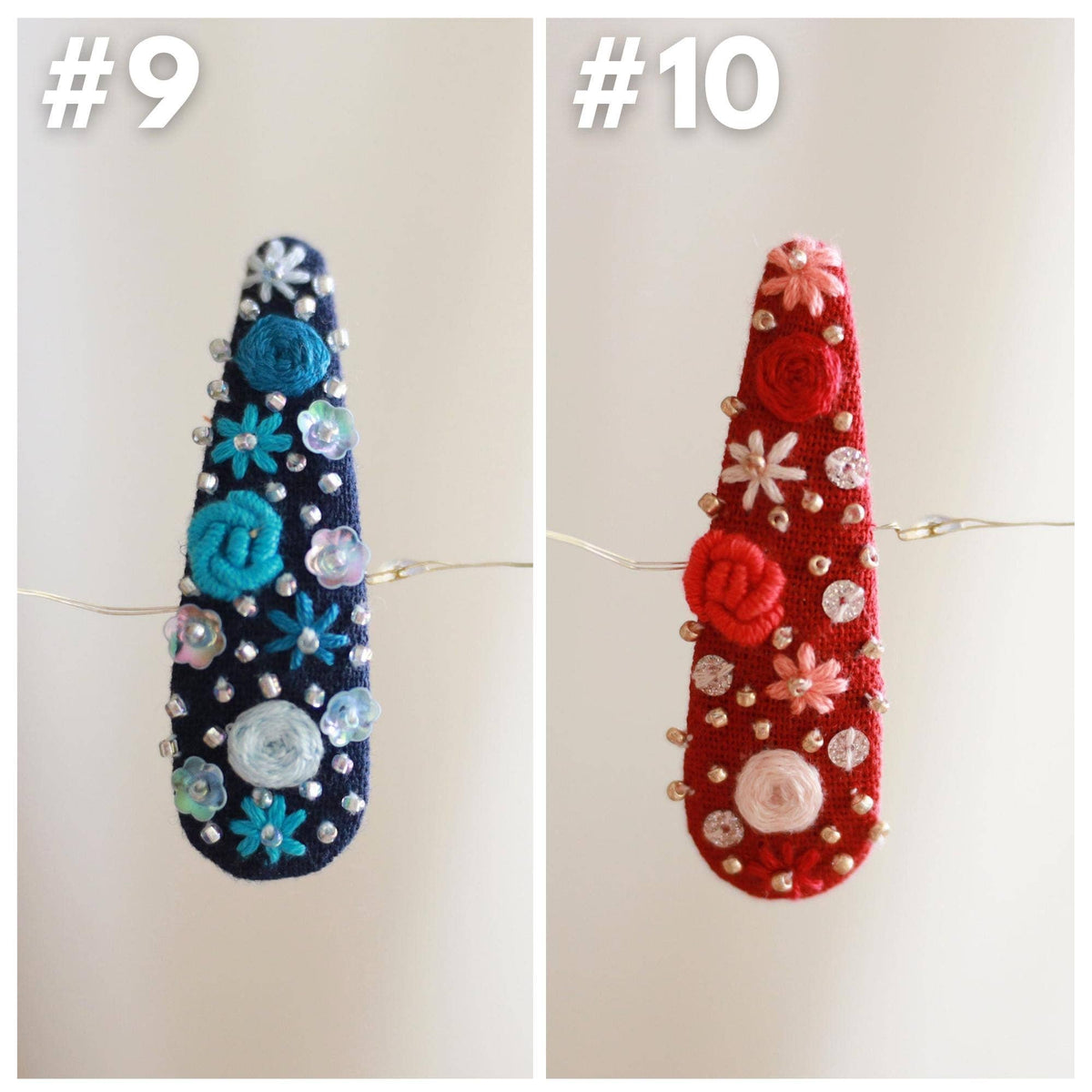 Handmade Beaded Embroidered Hair Clips