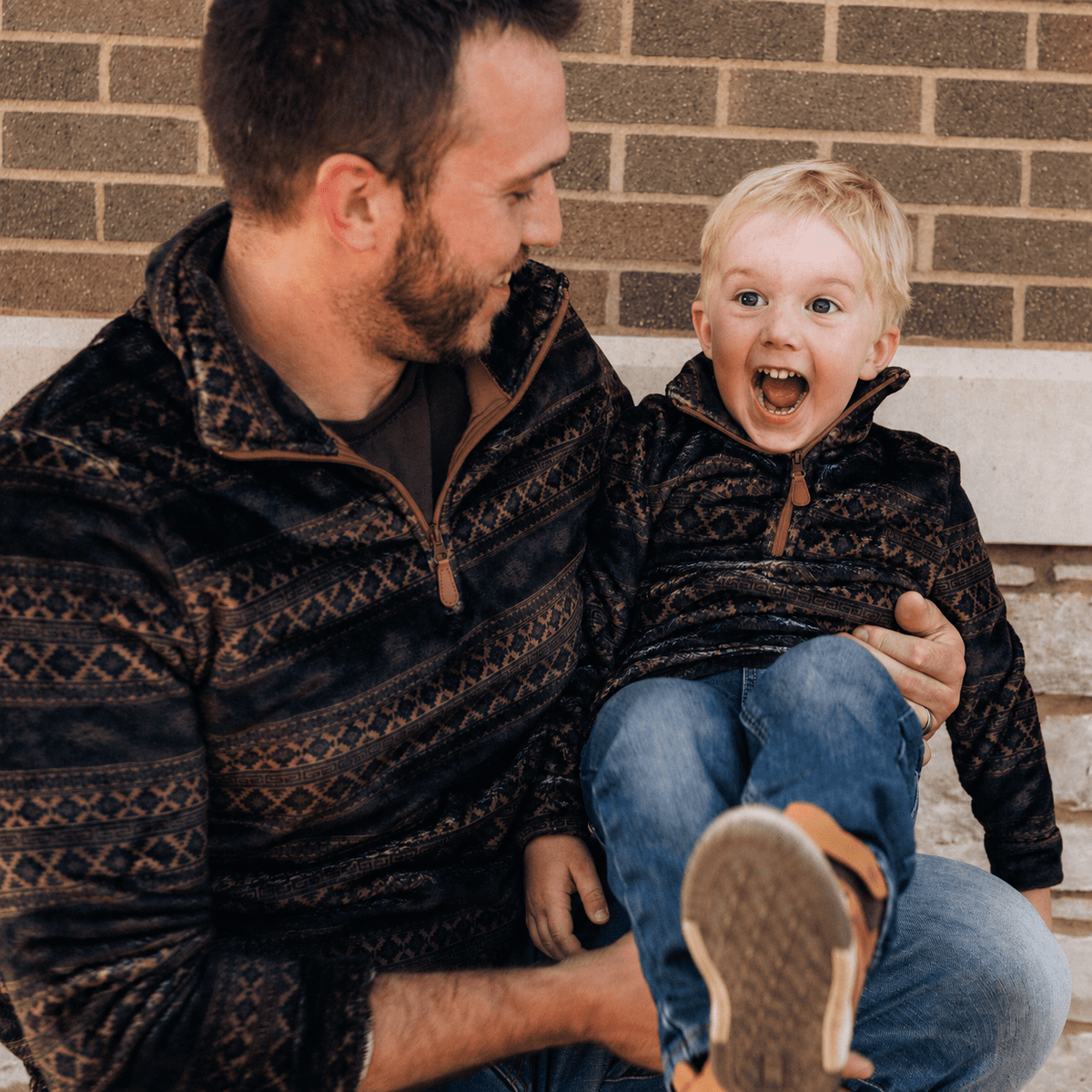Aztec Printed Sherpa 1/4 Zip Pullover- Unisex