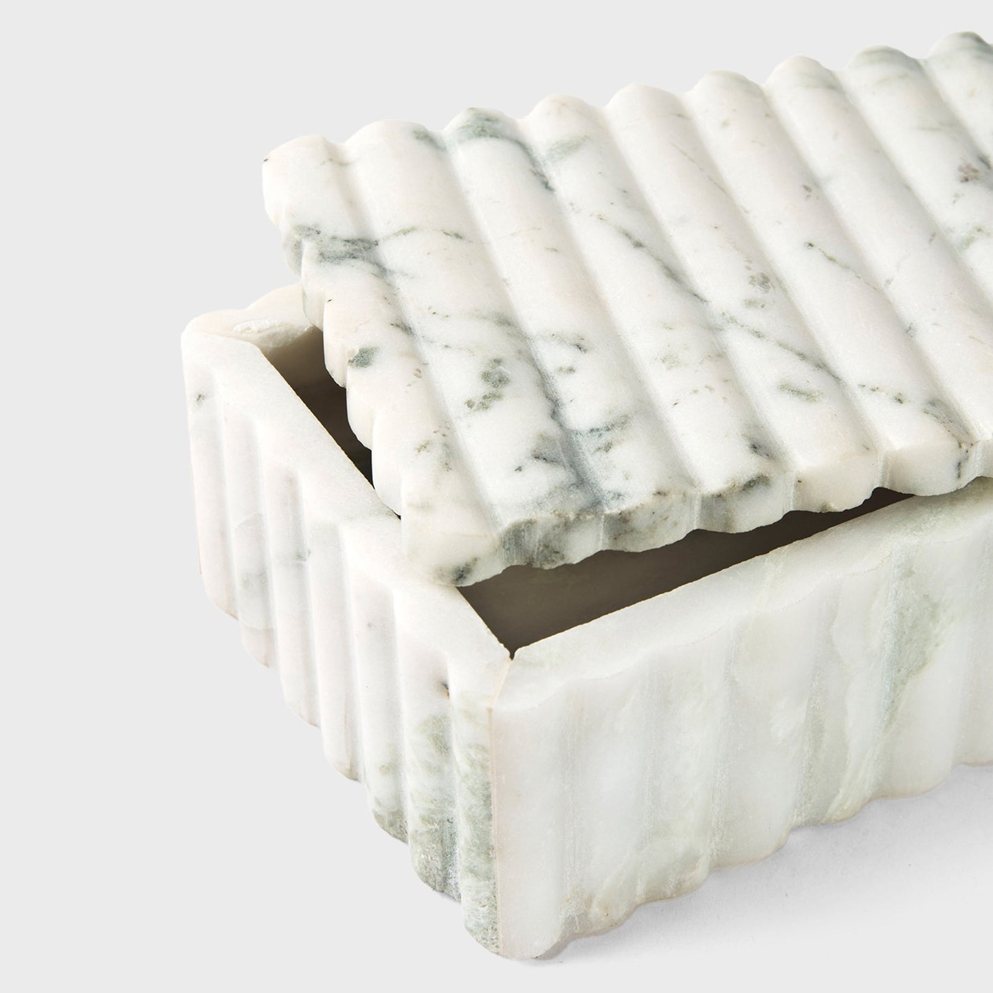 Sculpted Marble Storage Box, Natural Stone