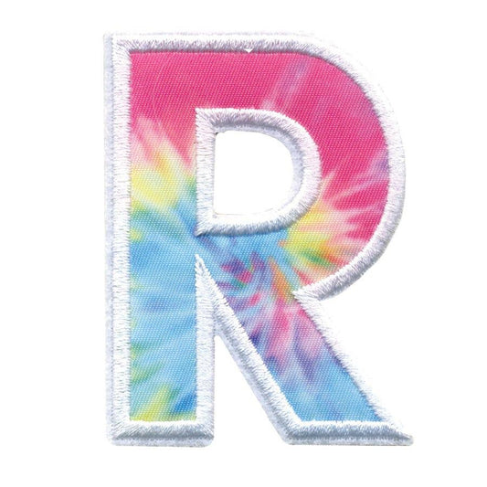 R INITIAL TIE DYE STICKER PATCH
