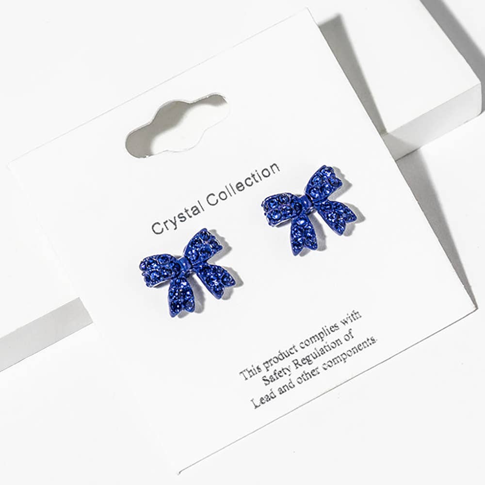 Crystal Rhinestone Bow Stud Earrings