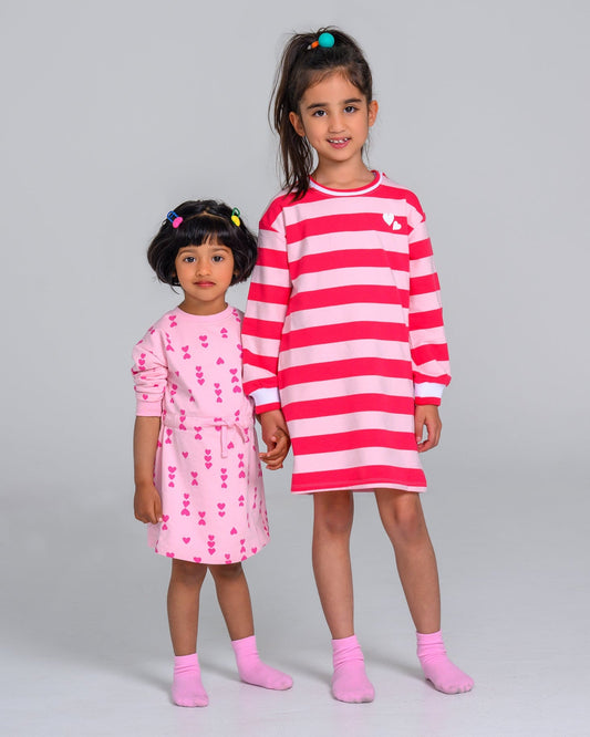 Heartbeat Stripe Sweatshirt Dress