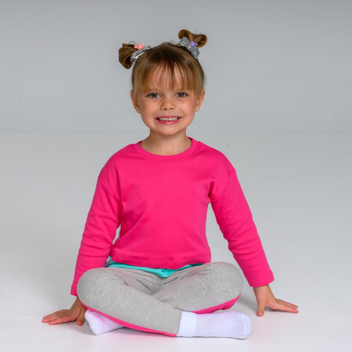 Long Sleeve Pink & Teal Layered T-shirt