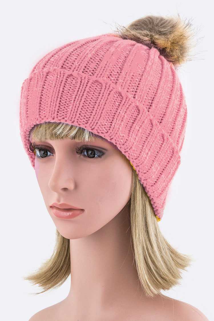 Detachable Fur Pom Fashion Beanie