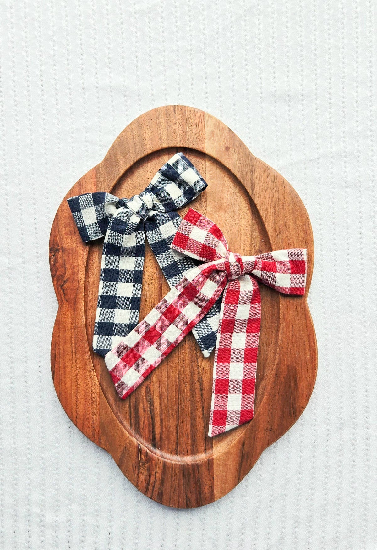 Long Tail Bow on Clip • Red Gingham