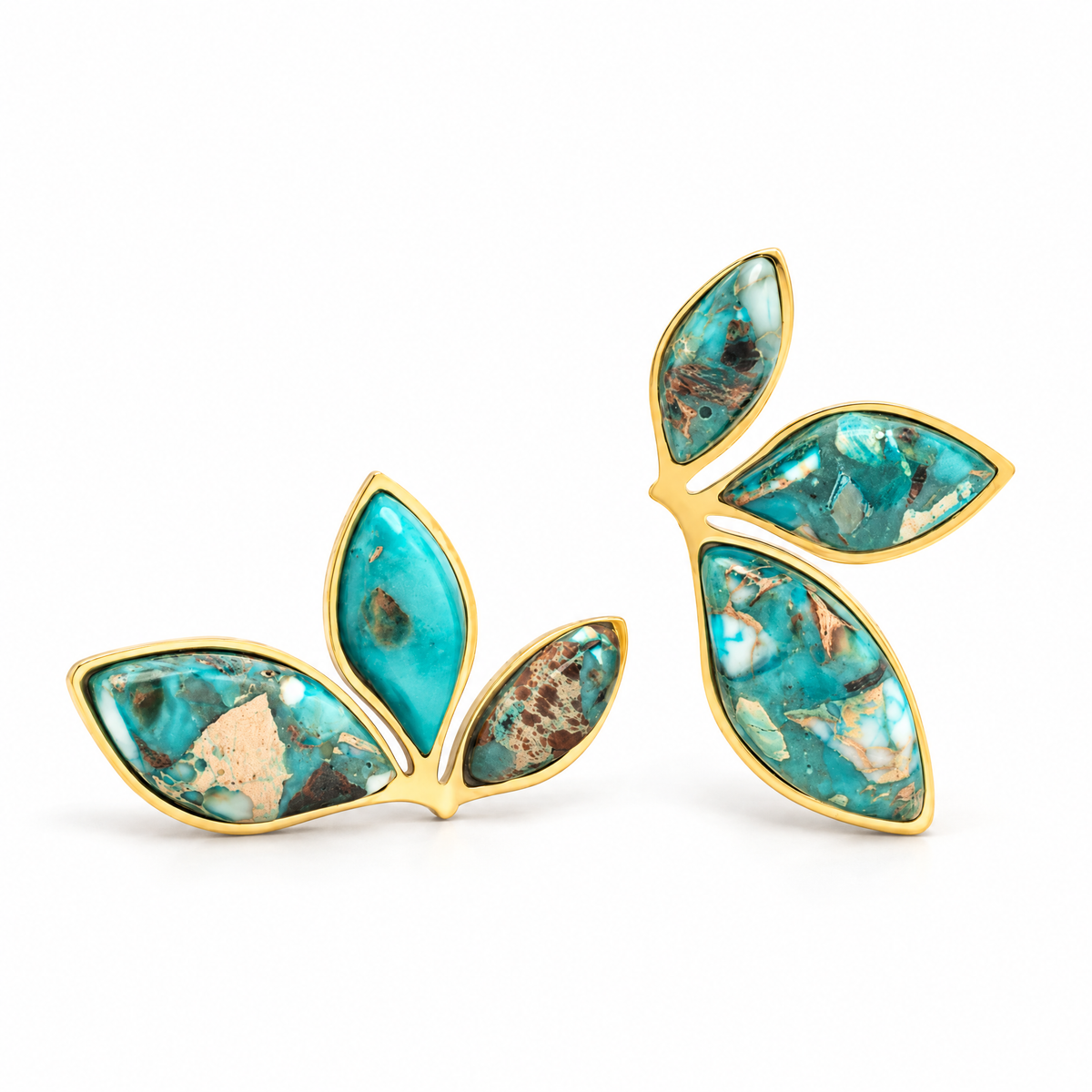 Coastal Leaf Emperor Stone Earrings