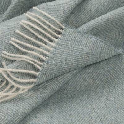 Southampton Home Shetland Lambswool Herringbone Throw – Robin's Egg | Woven in England