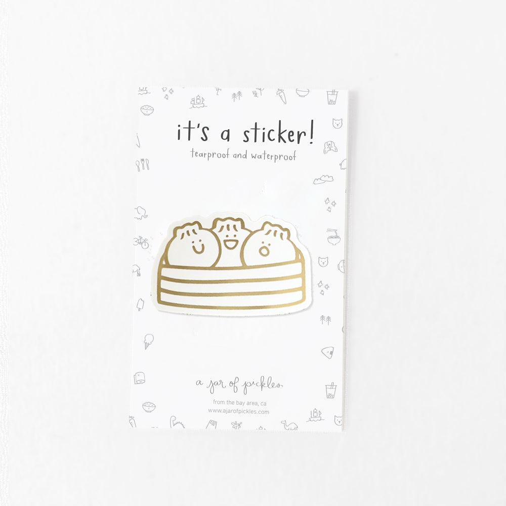 Bao Dumpling Basket Gold Foil Vinyl Sticker