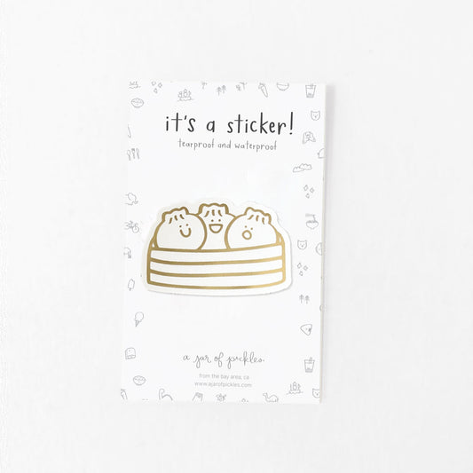 Bao Dumpling Basket Gold Foil Vinyl Sticker