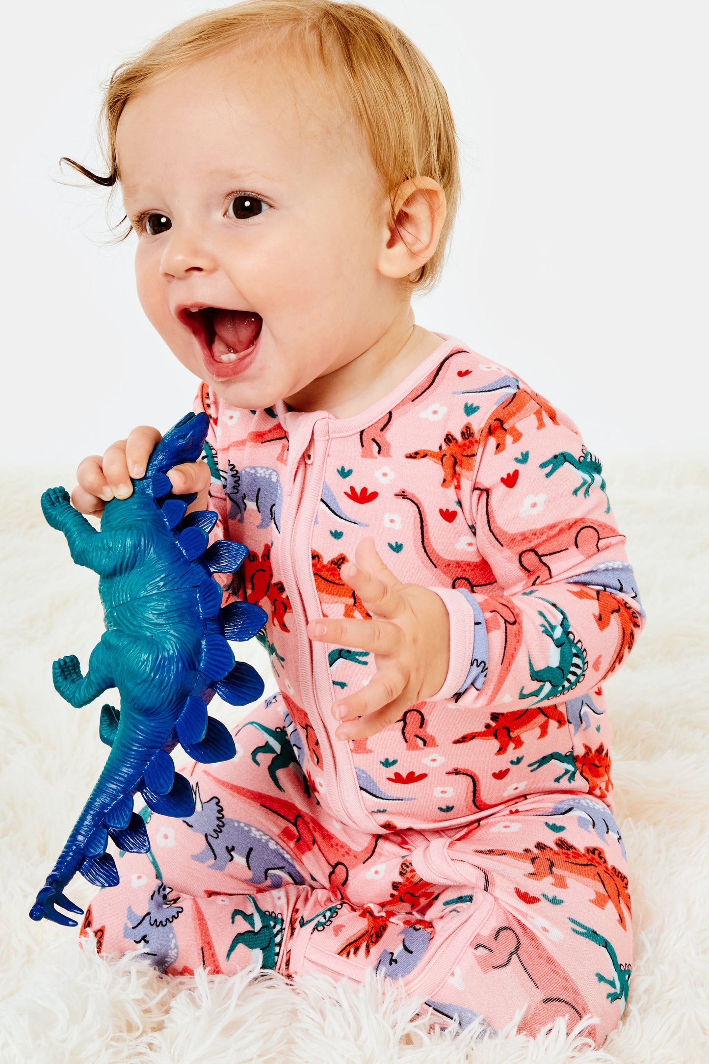 Soft & Stretchy Zipper Footie - Dinosaur Garden