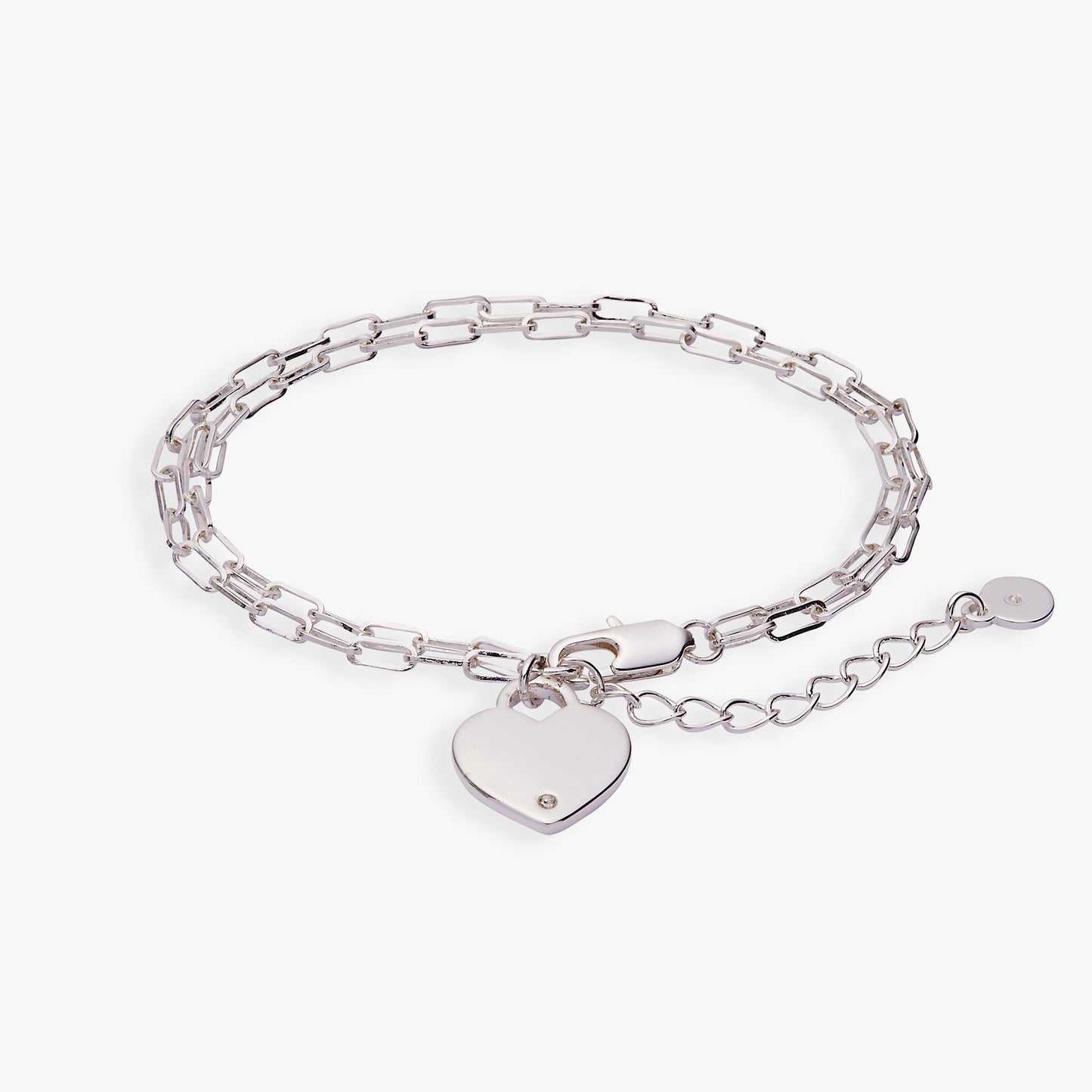 Heart Charm Double Paperclip Chain Bracelet