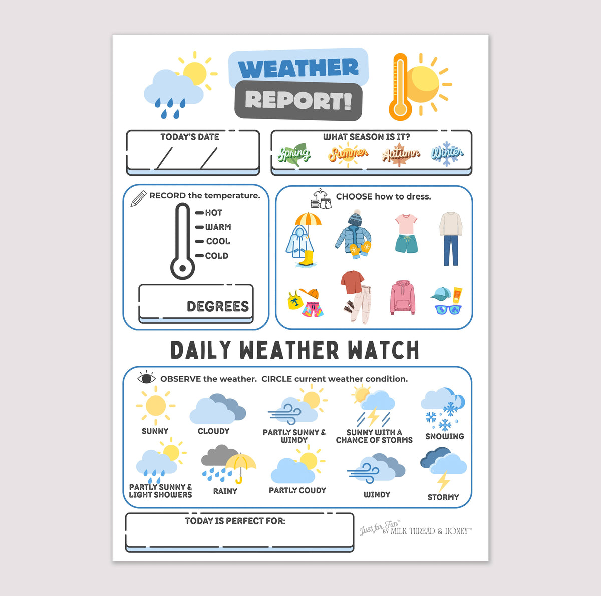 Pretend Play Weather Report Notepad