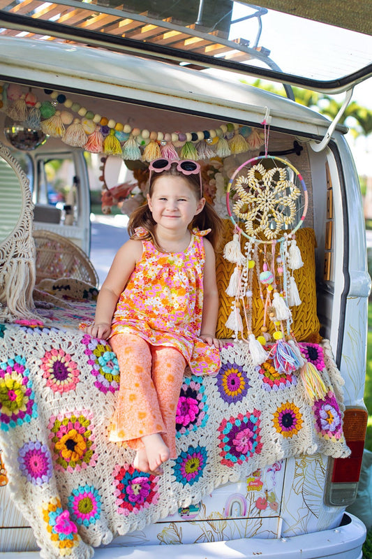 Summer Colorful Vintage Floral Toddler Girls Dress