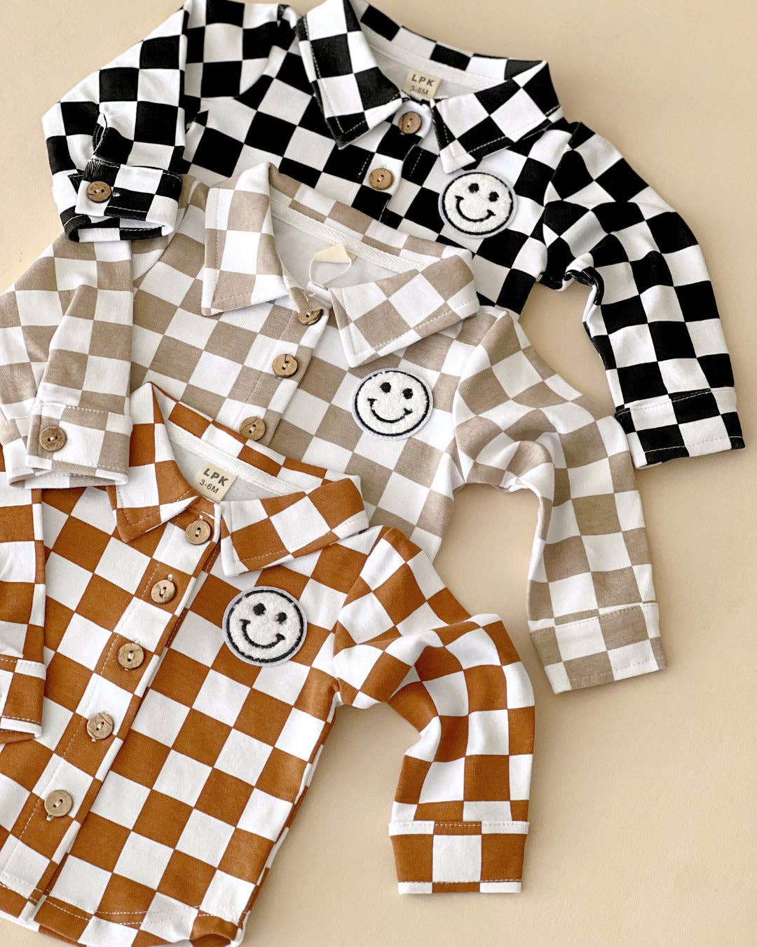 Smiley Checkered Copper Shacket