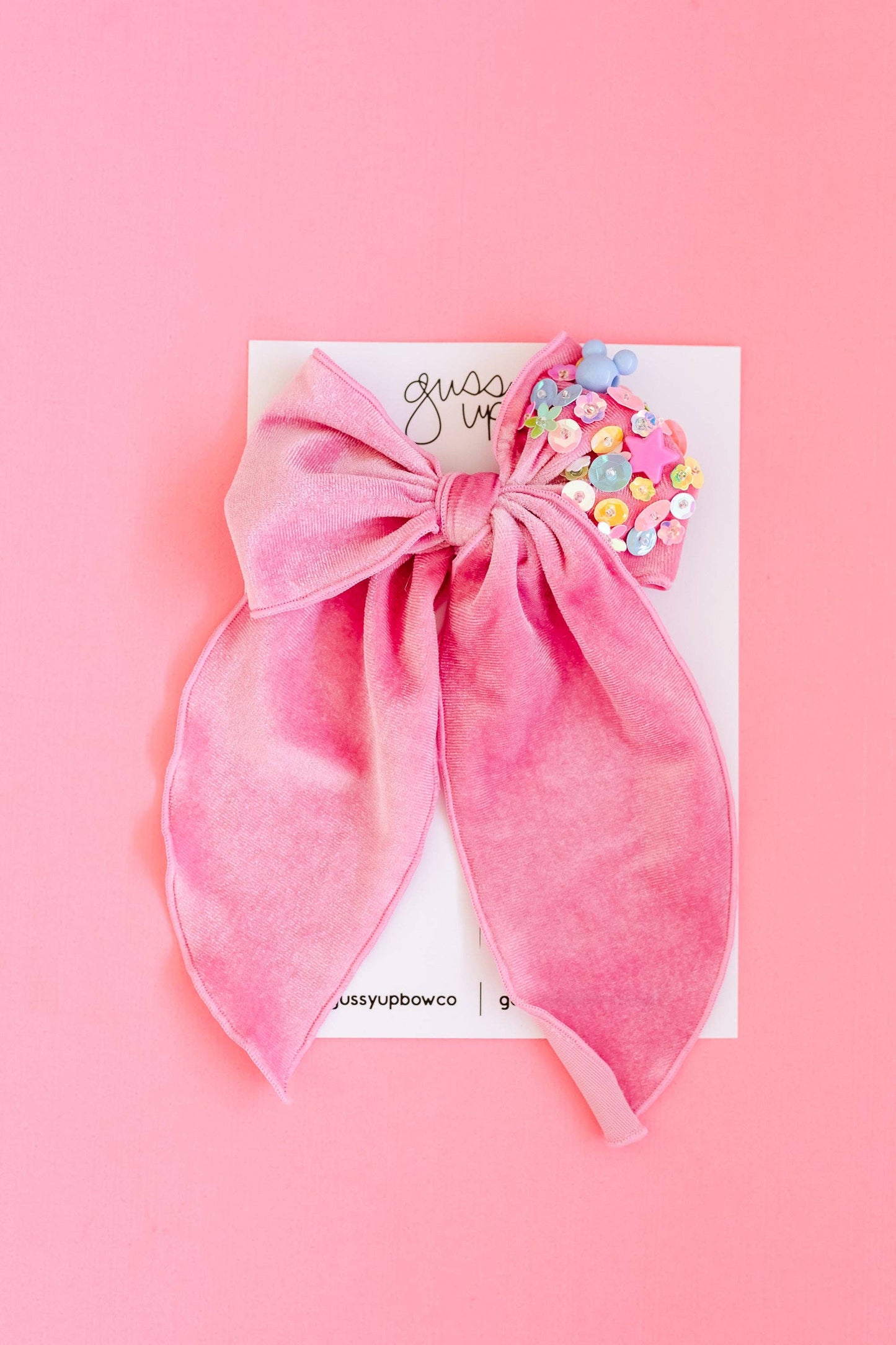 Pink Velvet Sequin Mouse | Whimsy Bow | Happiest Place Collection