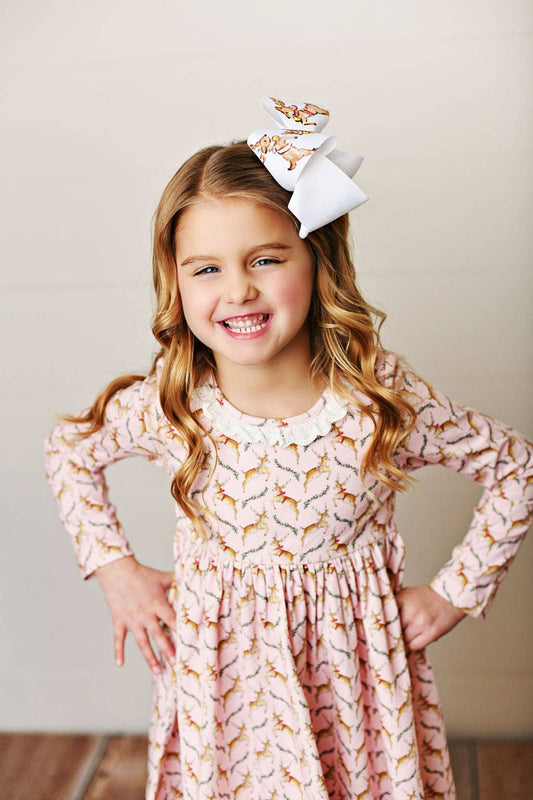 Oh Deer Eyelet Trim Twirl Dress