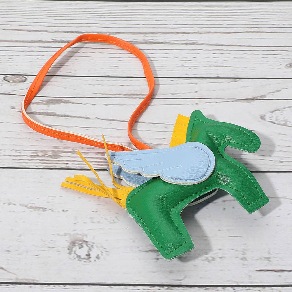Faux Leather Winged Horse Bag Charm