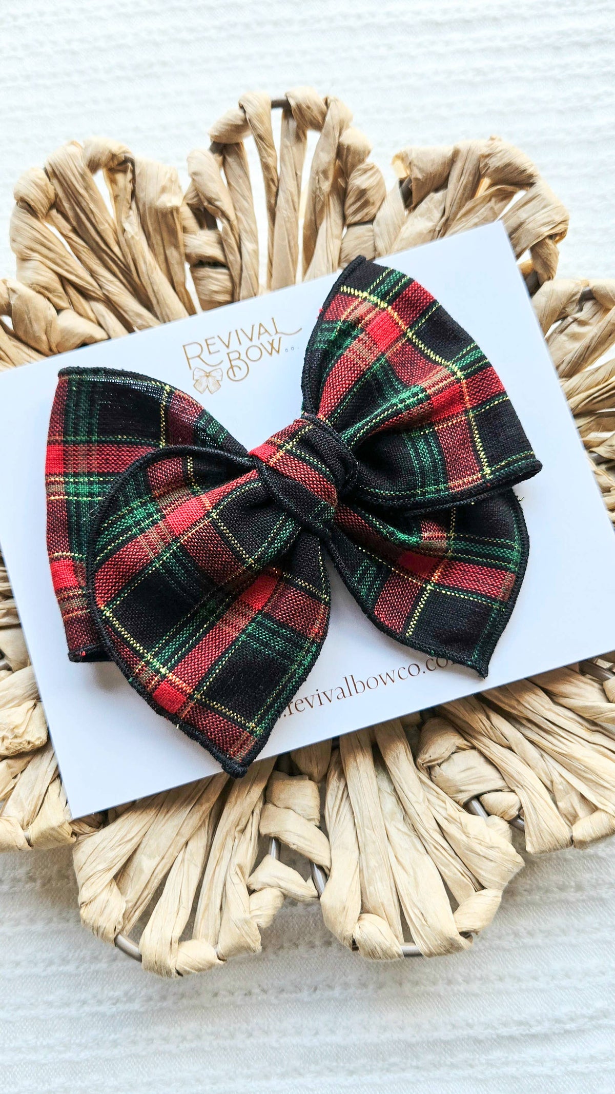 Fable Bow on Clip • Christmas Plaid