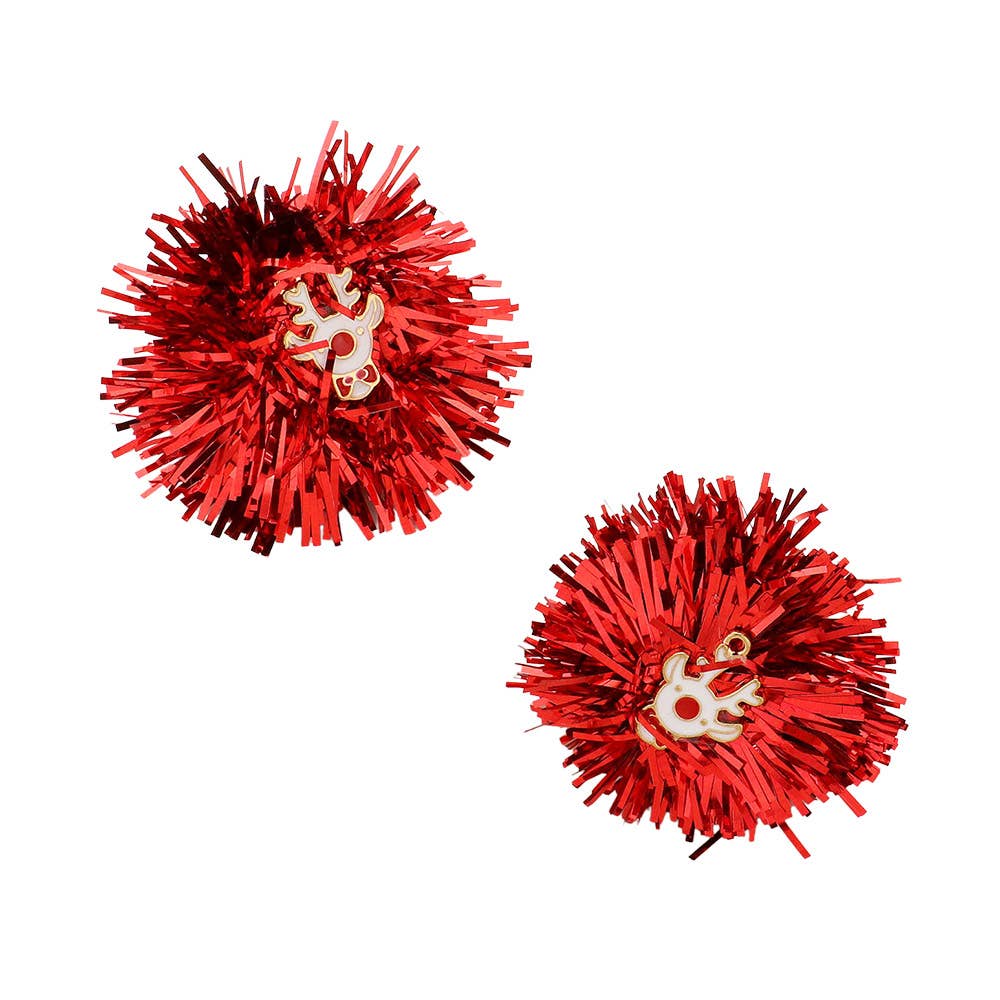 Enamel Rudolph Tinsel Earrings