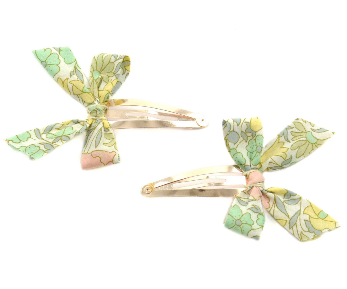 Liberty Print Bow Hair Clips, Rose Gold Plated Brass, Set of