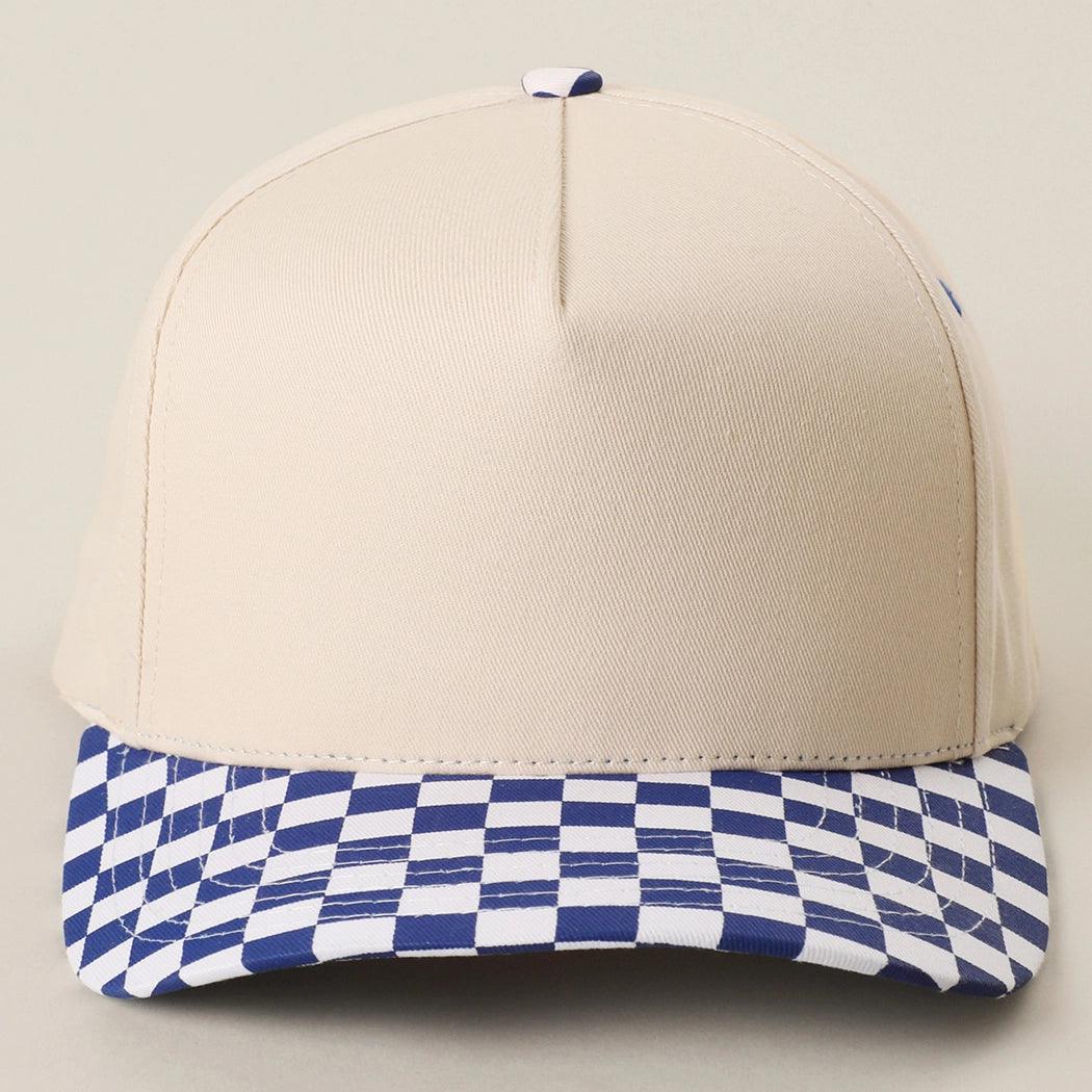 Collegiate Letter or Number Glitter HTV or Fabric Applique Embroidered Adjustable Checkered Bill Snapback Baseball Hat