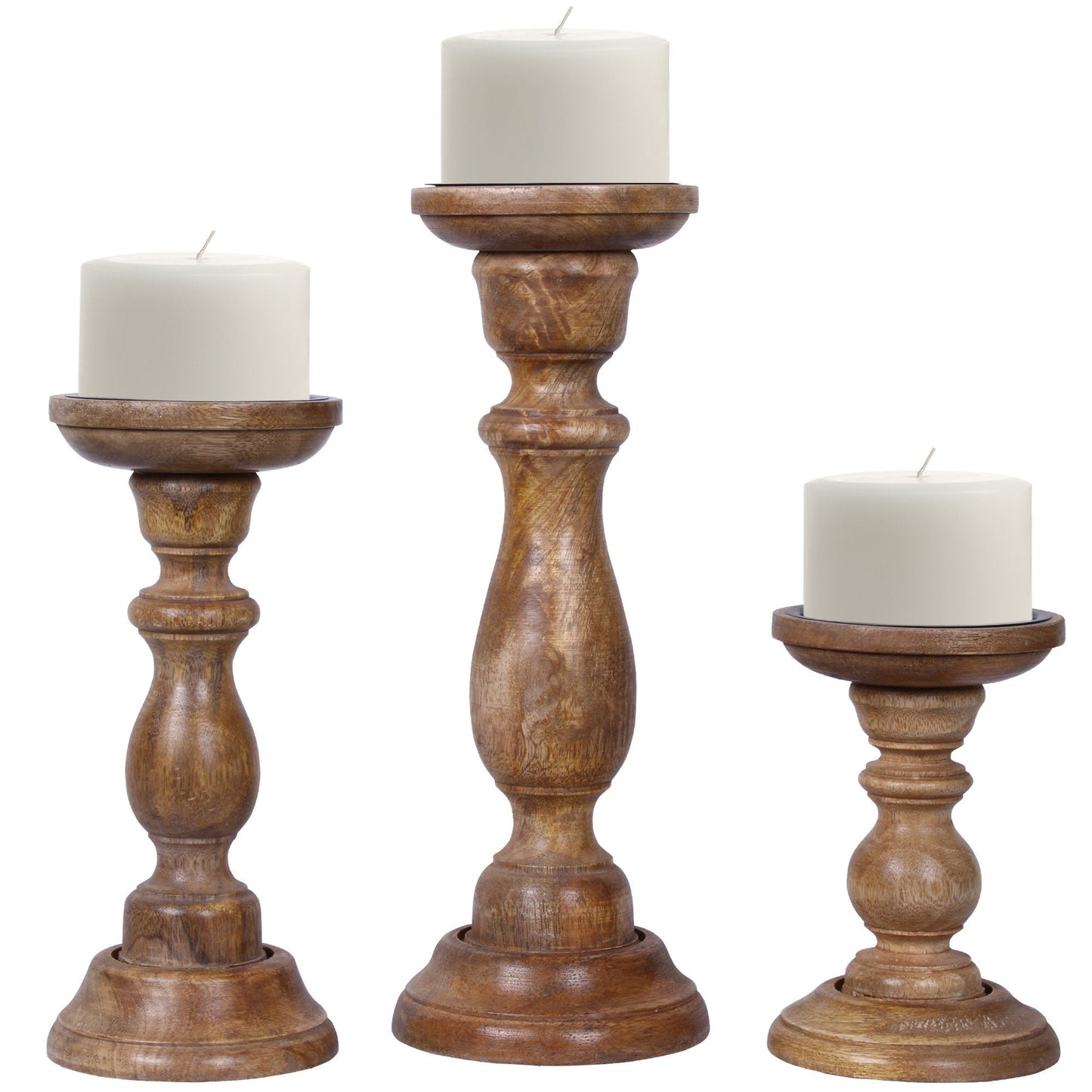 Tuli Pillar Candleholder Set - Medium Polish