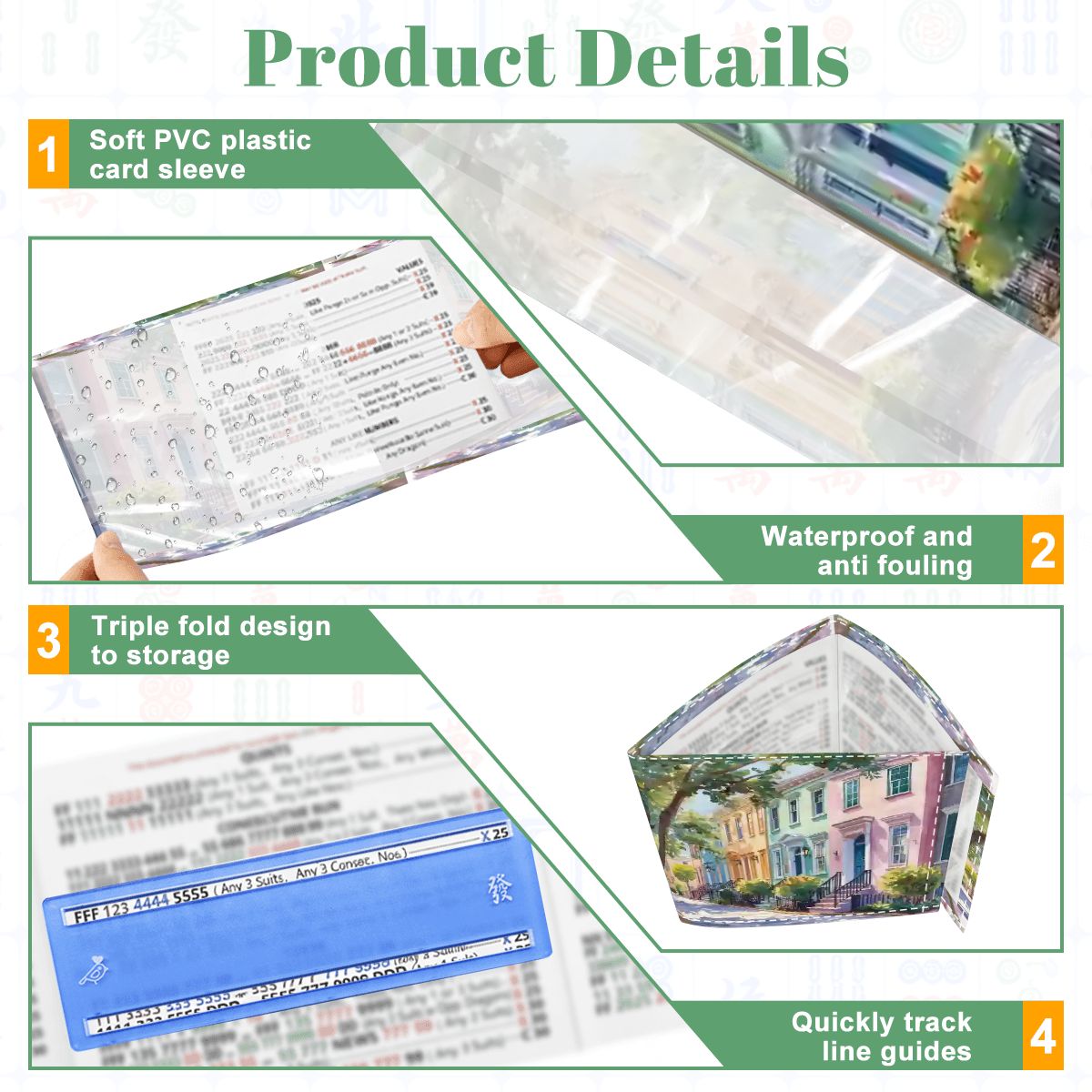 Charleston South Carolina Mahjong Card Holders Rainbow Row Watercolor Designed with Line Finder