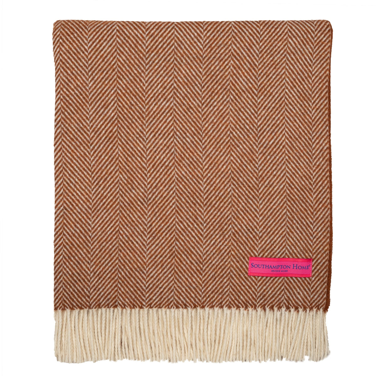 Southampton Home Merino Wool Herringbone Throw - Rust