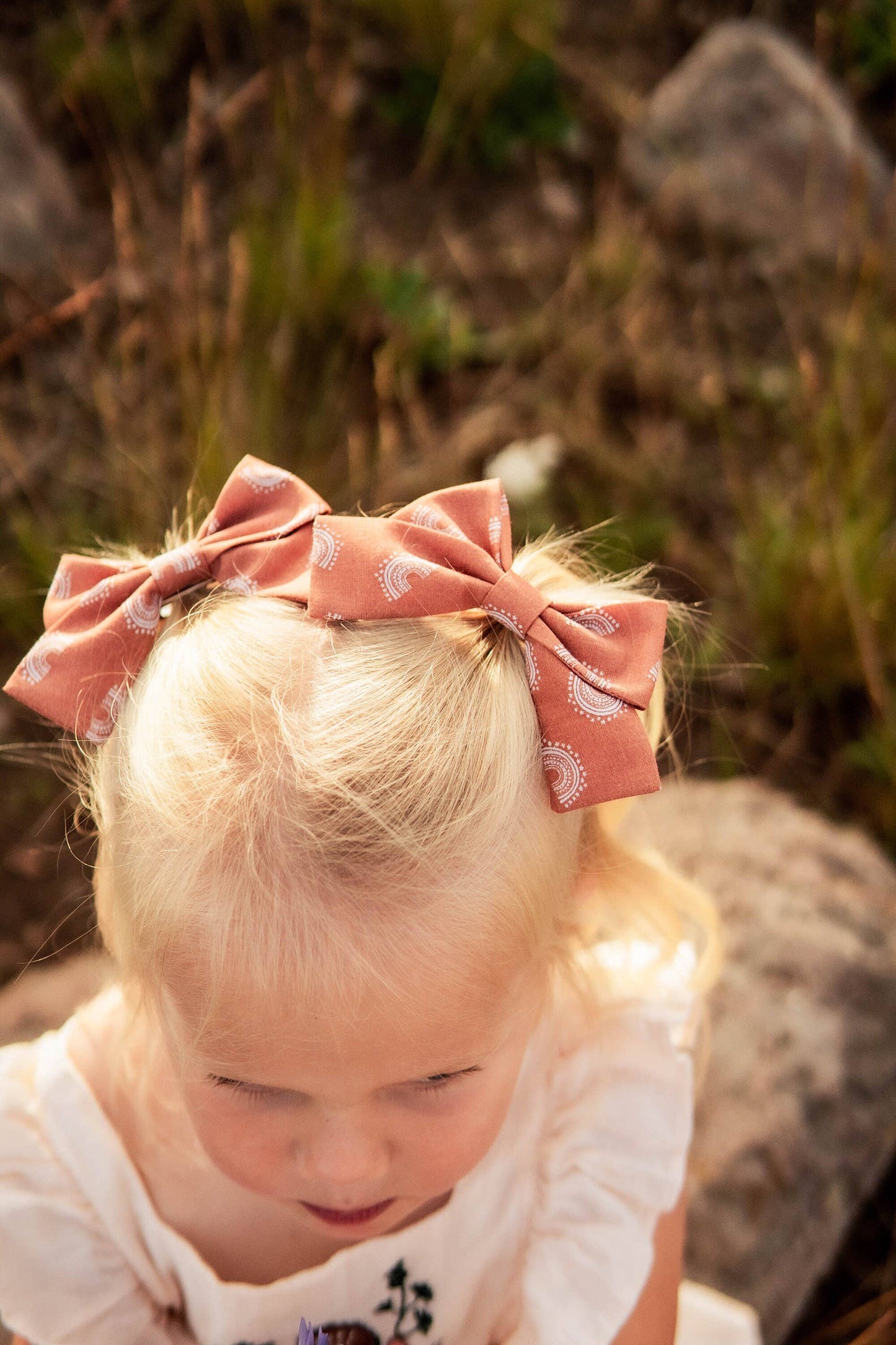 Gold Stars Pinwheel Hair Bow