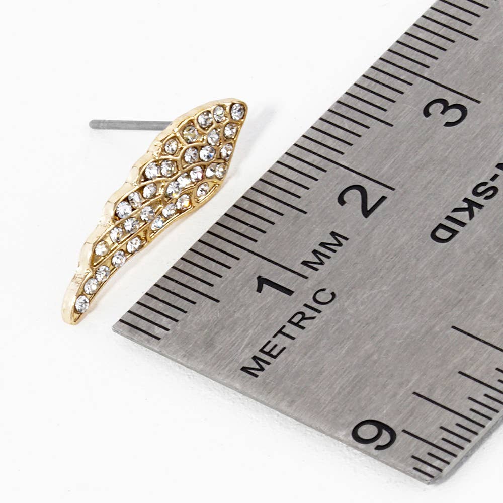 Crystal Stone Paved Wing Stud Earrings