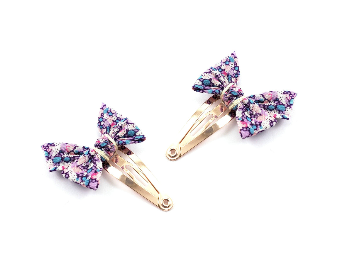 Liberty Print Bow Hair Clips, Rose Gold Plated Brass, Set of