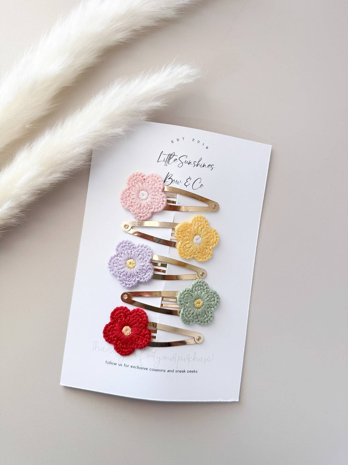Spring Flower Hair Clips- Set of 5