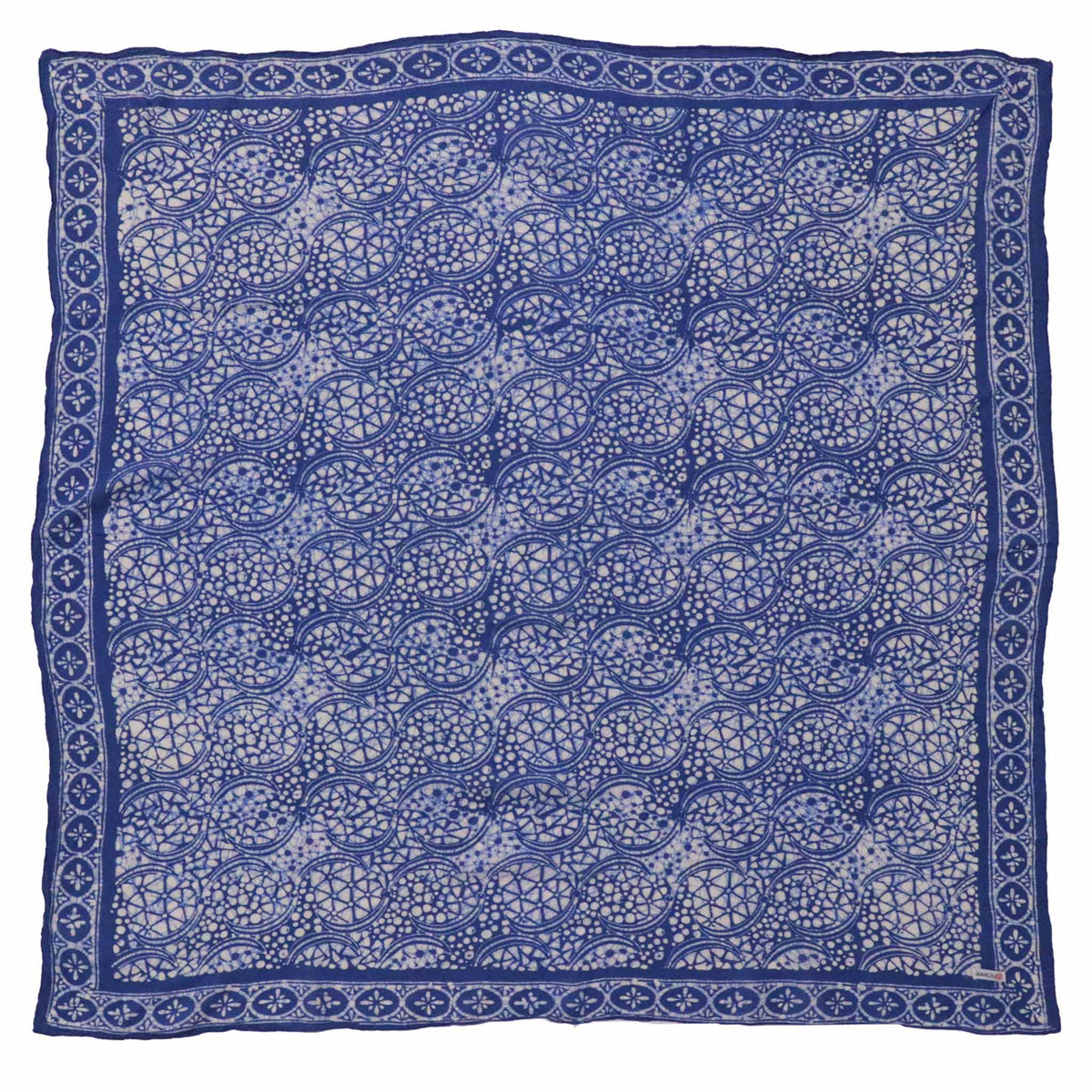 Large 39" Hand Dyed Batik Bandana - Soft Lightweight Cotton, Blue Stone
