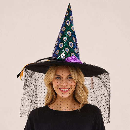 Halloween Witch Hat with Veil