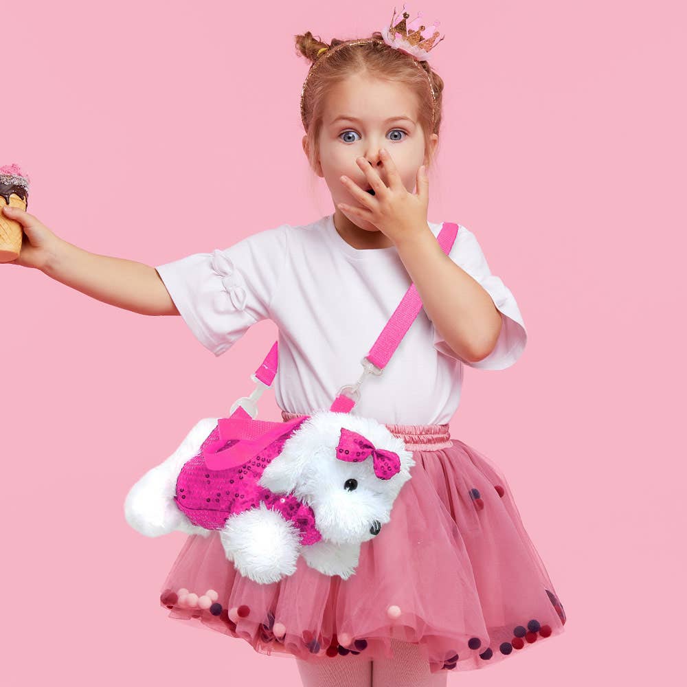 Furry Puppy Dog Doll Crossbody Bag