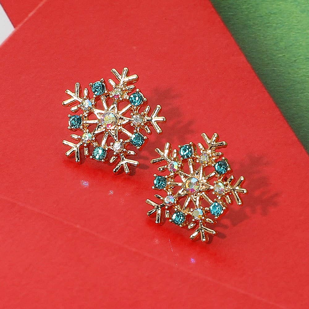 Rhinestone Paved Snowflake Stud Earrings