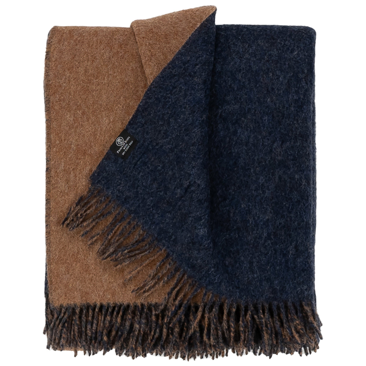 Highland Tweeds Reversible Double Cloth Throw - Charcoal/Camel