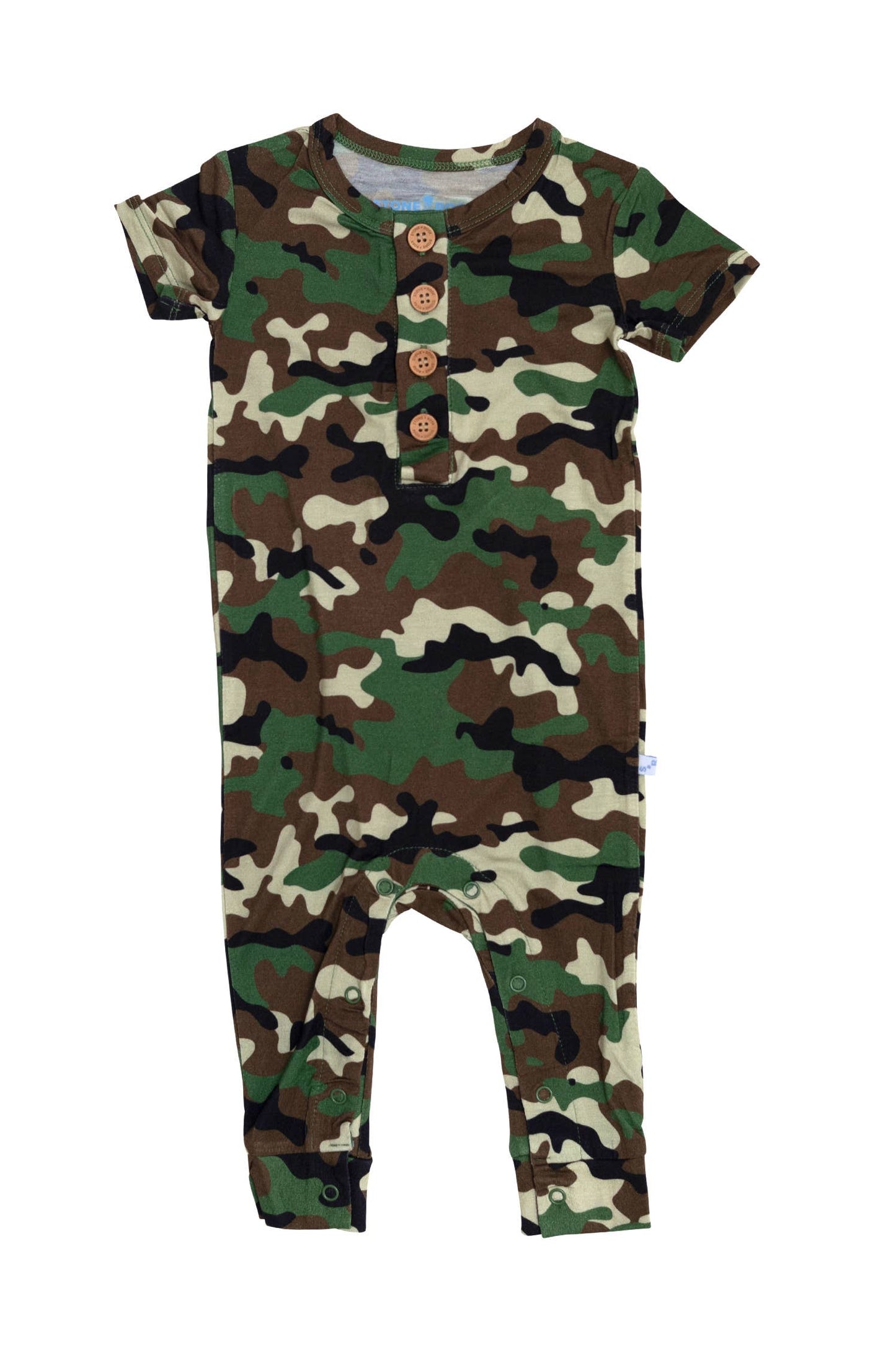 Camo Short Sleeve Henley Romper