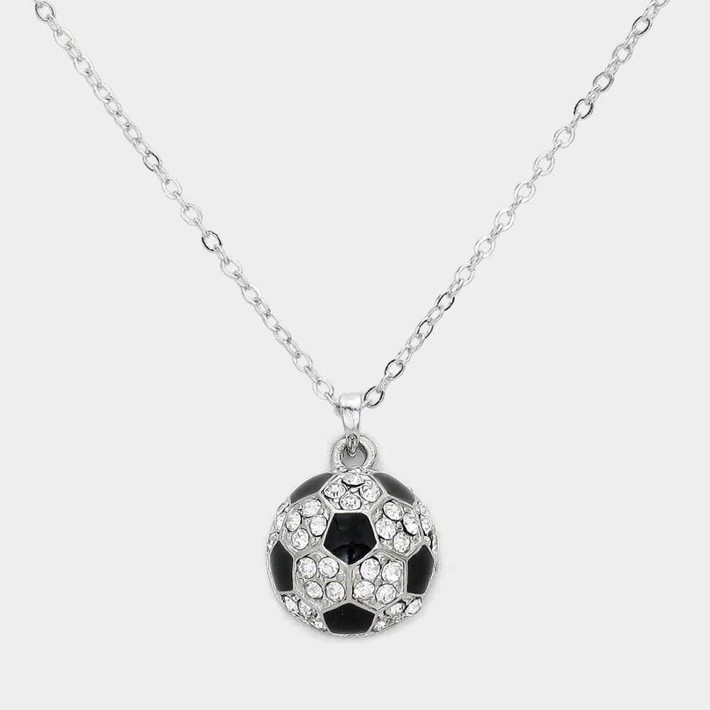 Crystal Pave Soccer Pendant Necklace