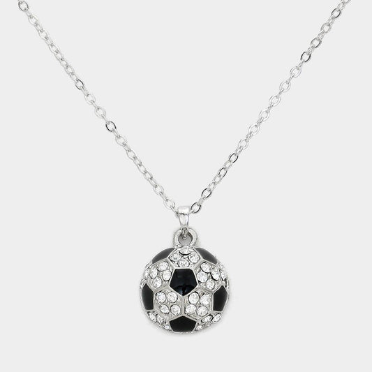Crystal Pave Soccer Pendant Necklace