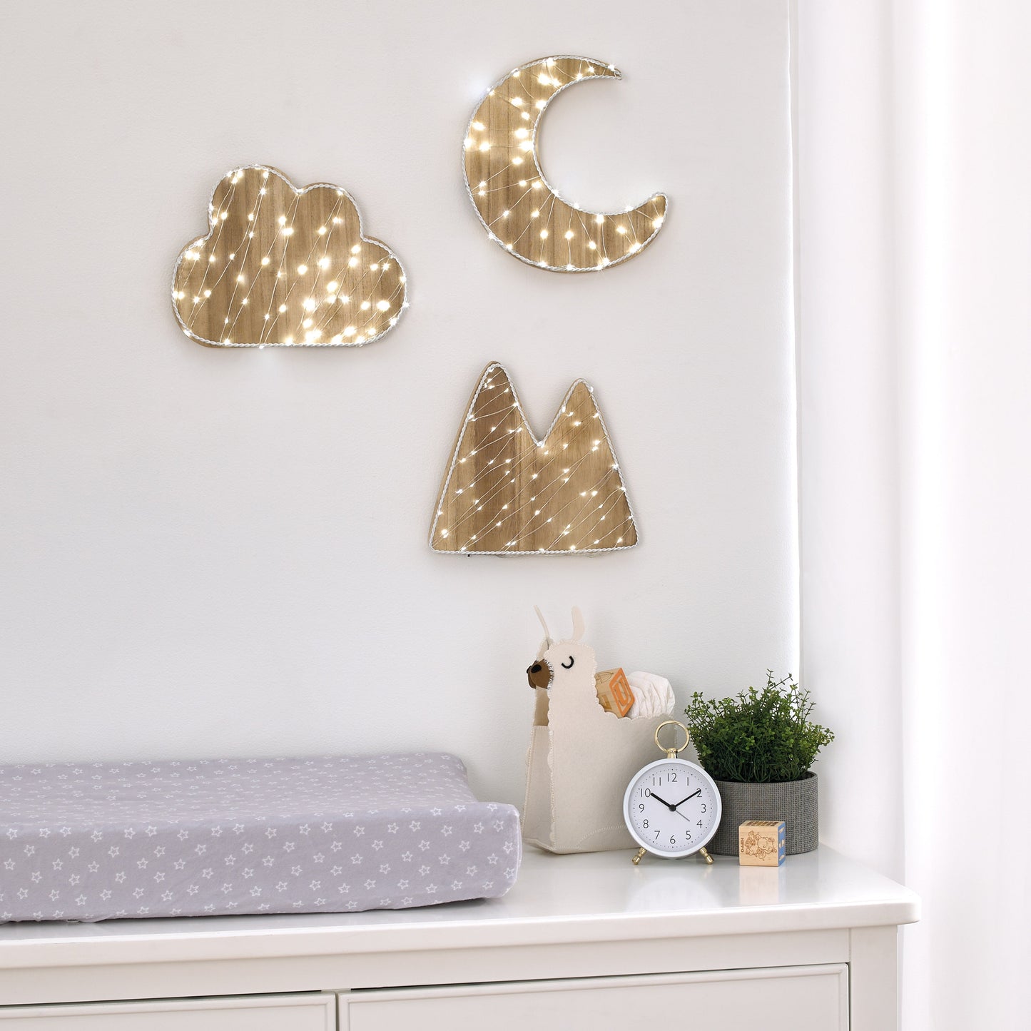 Cloud Shaped Lighted LED Natural Wood Wall Decor