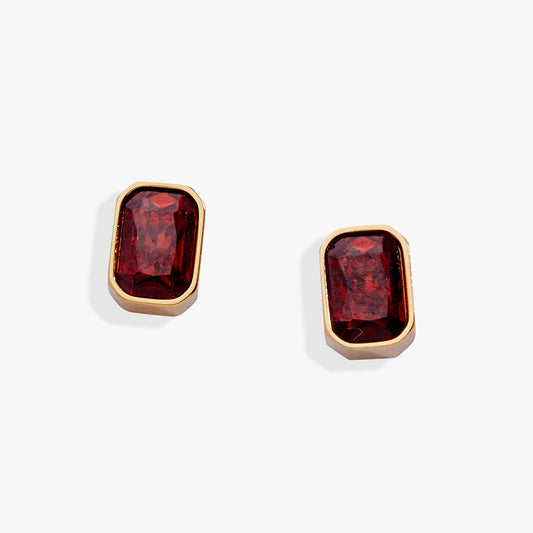 January Emerald-Cut Birthstone Stud